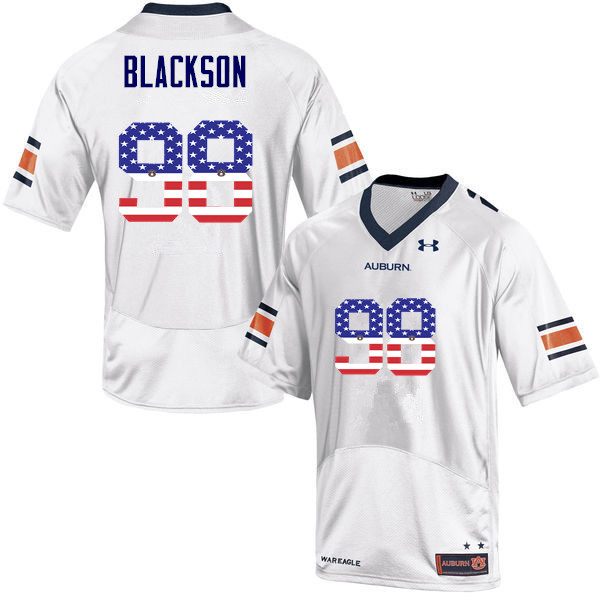 Men #98 Angelo Blackson Auburn Tigers USA Flag Fashion College Football Jerseys-White